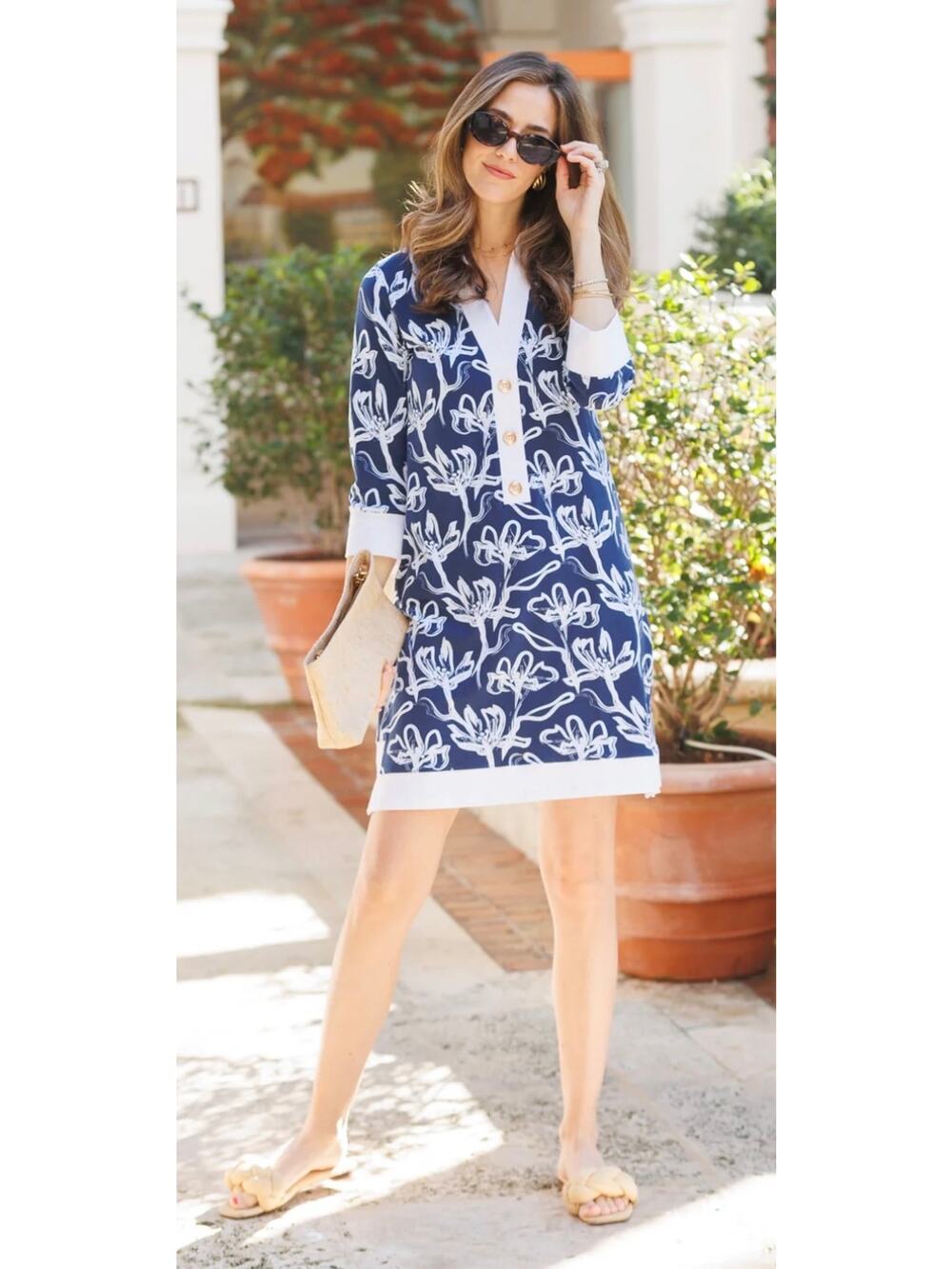 Duffield Lane June Dress in a Navy Painted Flower Pattern size XL